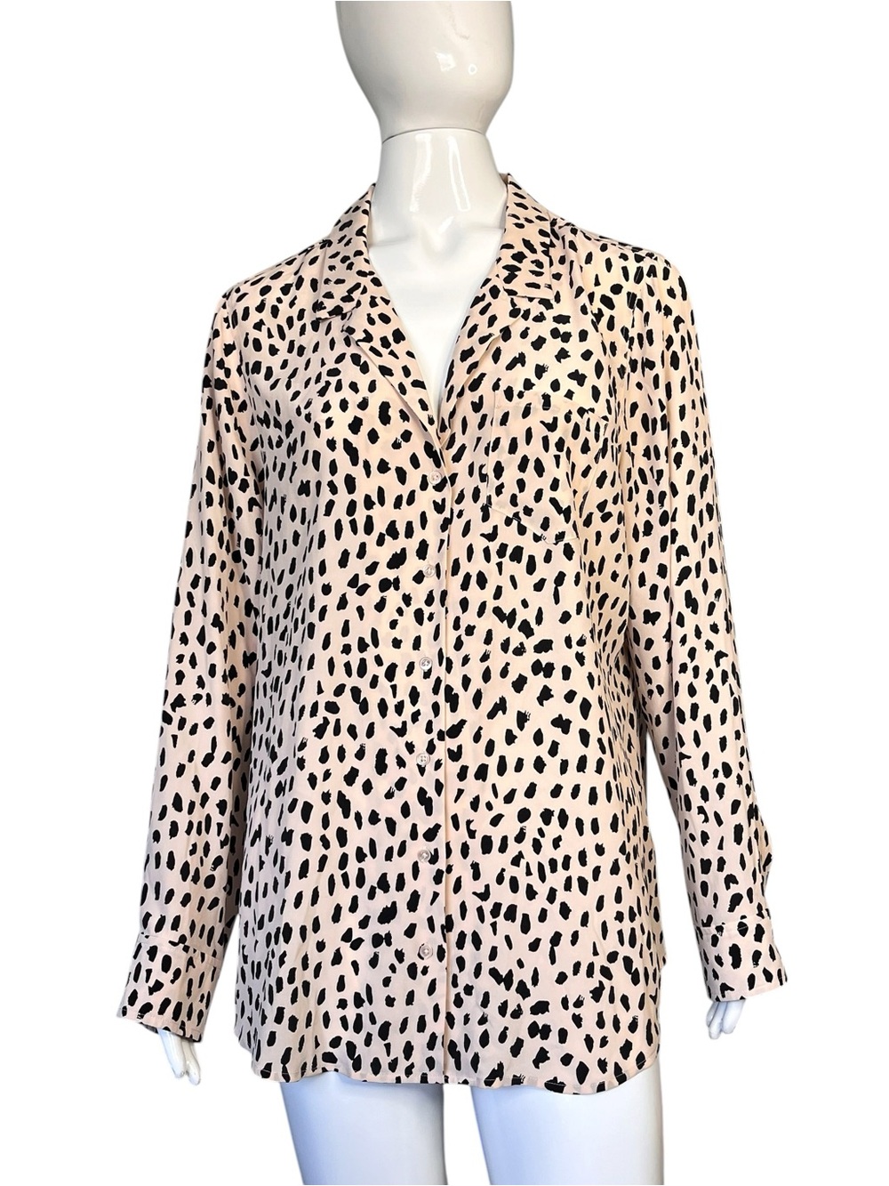 Rails Rebel Spotted Blush Animal Print Silk Blouse Sz L
